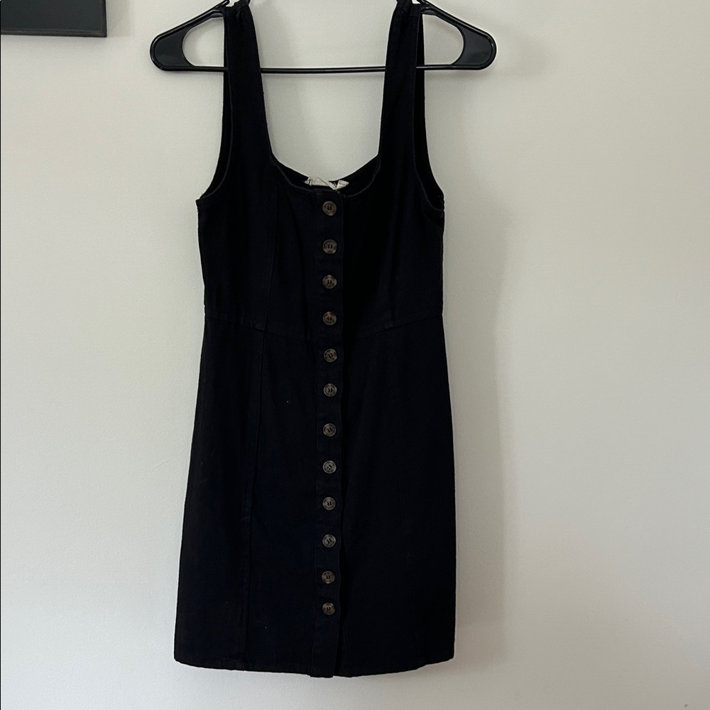Black Button-Down overall mini Dress